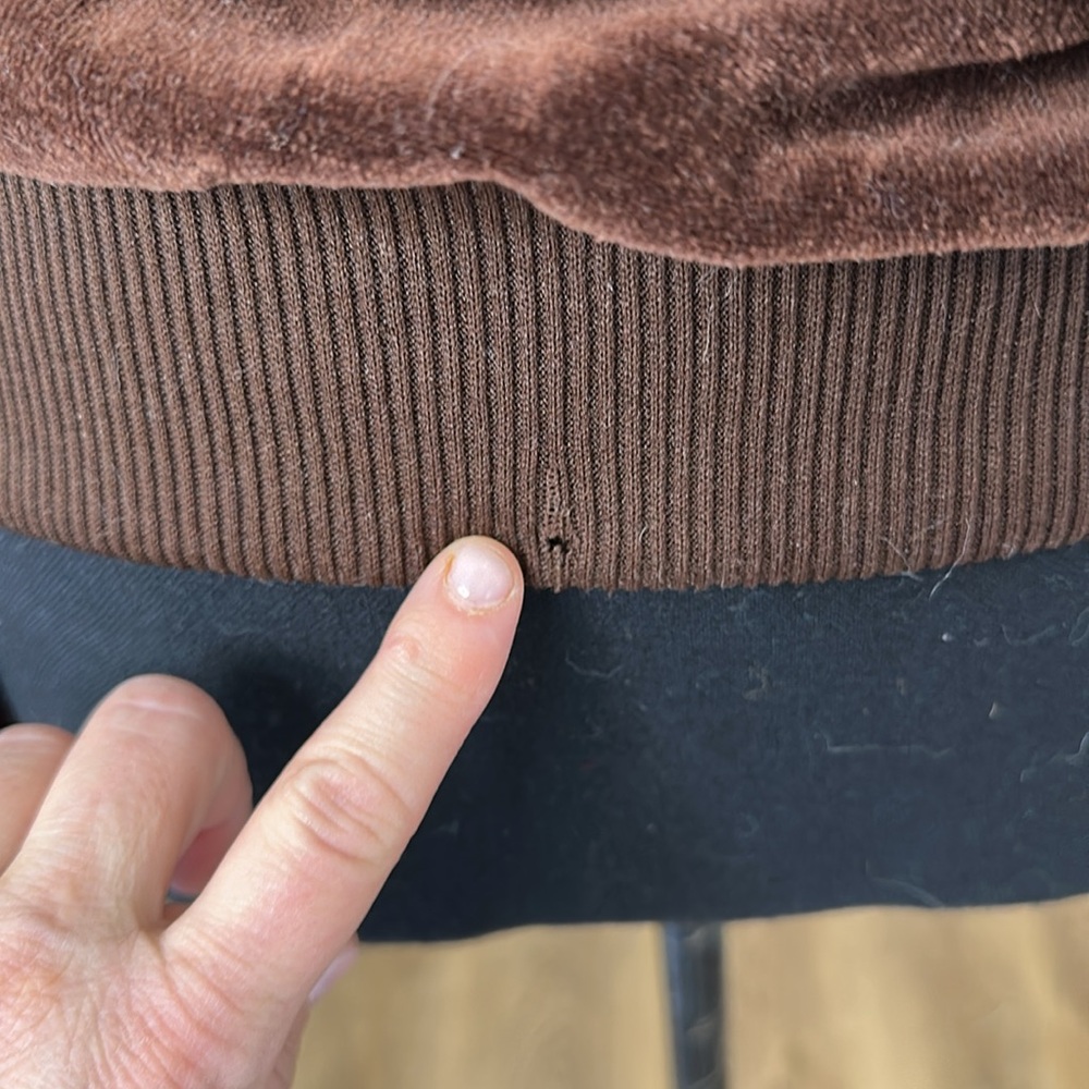 Vintage velvet Velour Half Zip Pullover 70s velvet Streetwear Quiet Luxury Brown - Picture 14 of 14